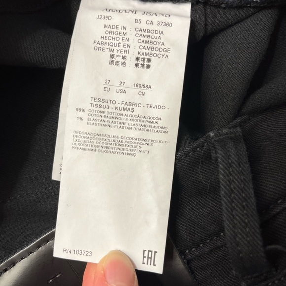 Emporio Armani Push Up J239 Black Slim Straight Jeans Sz 27 Y2K Embellished - Picture 11 of 12